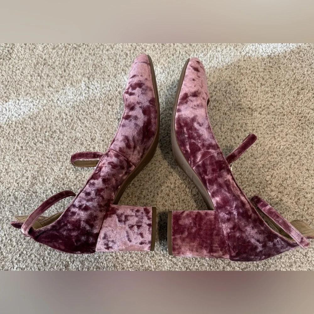 Circus by Sam Edelman Velvet Joyce Pumps Heels in Mauve Pink Mary Jane Shoes - Picture 8 of 12